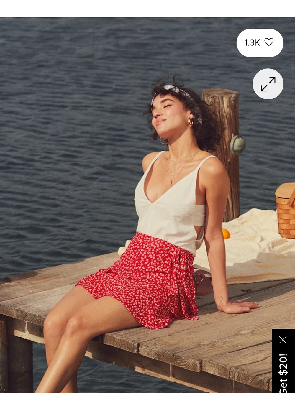 Lulu's Red Floral Wrap Mini Skirt Size MEDIUM